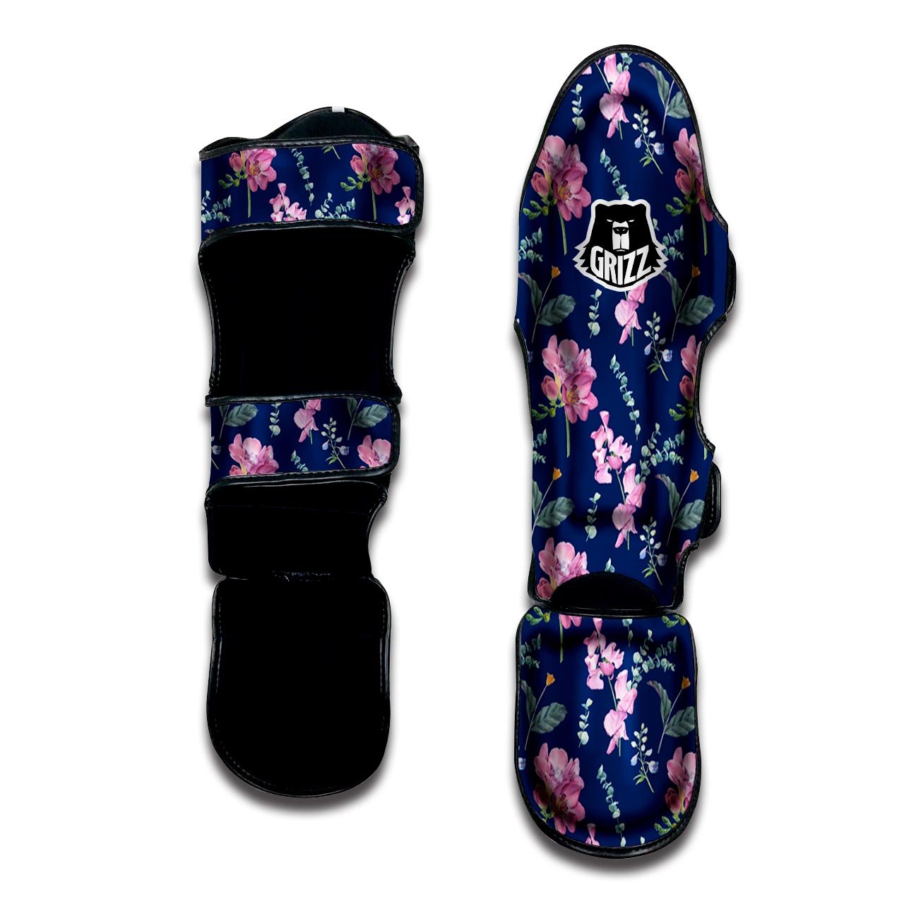 Floral Sweet Pea Print Pattern Muay Thai Shin Guards-grizzshop