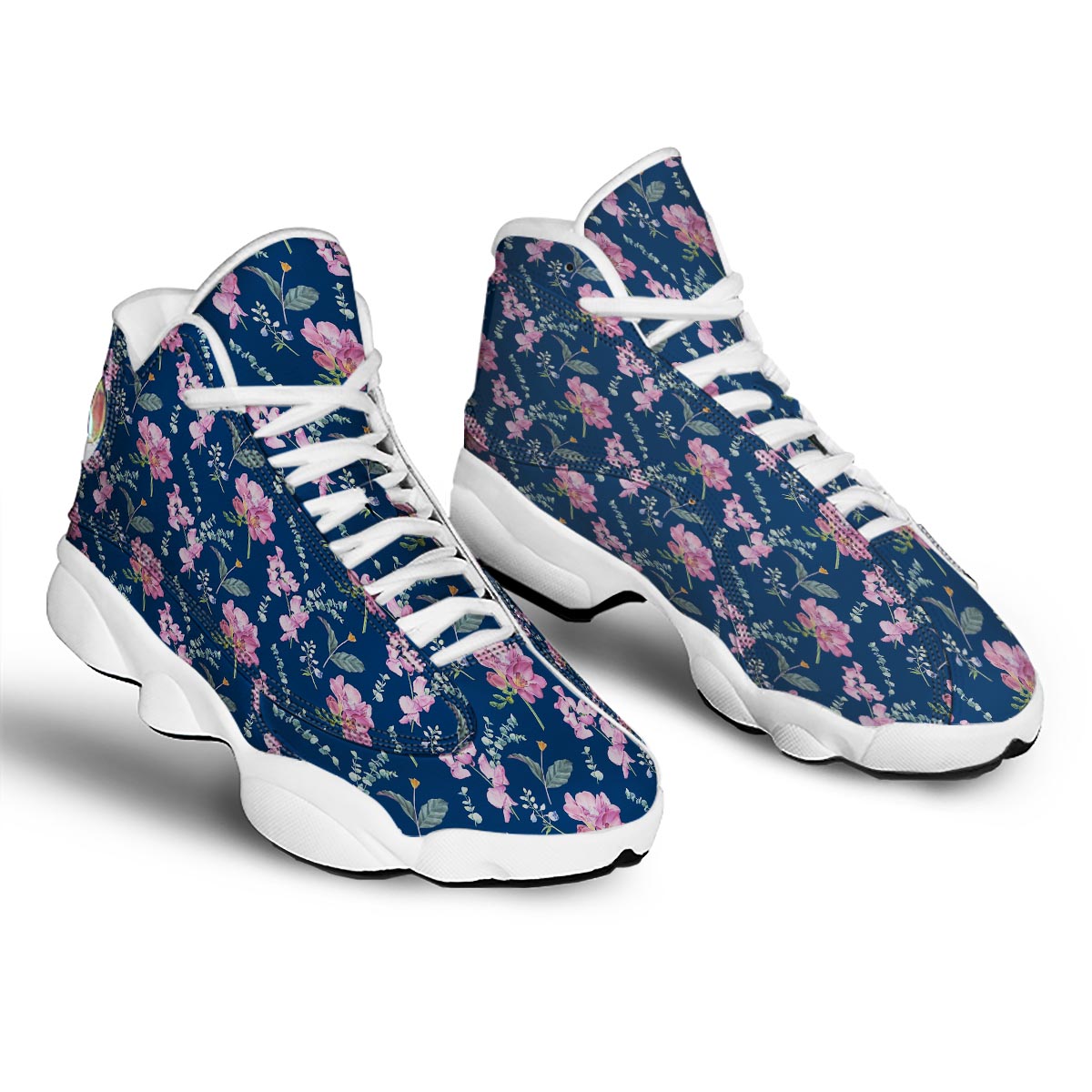 Floral Sweet Pea Print Pattern White Basketball Shoes-grizzshop