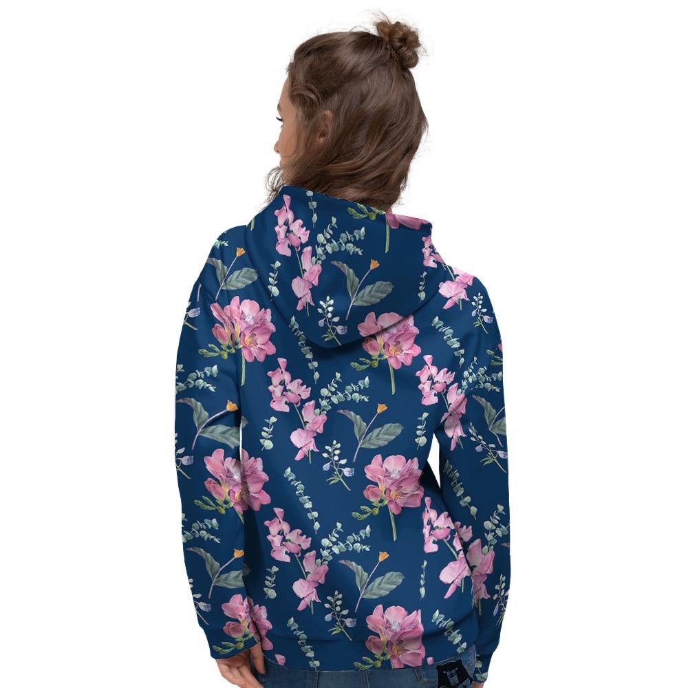 Floral Sweet Pea Print Pattern Women's Hoodie-grizzshop