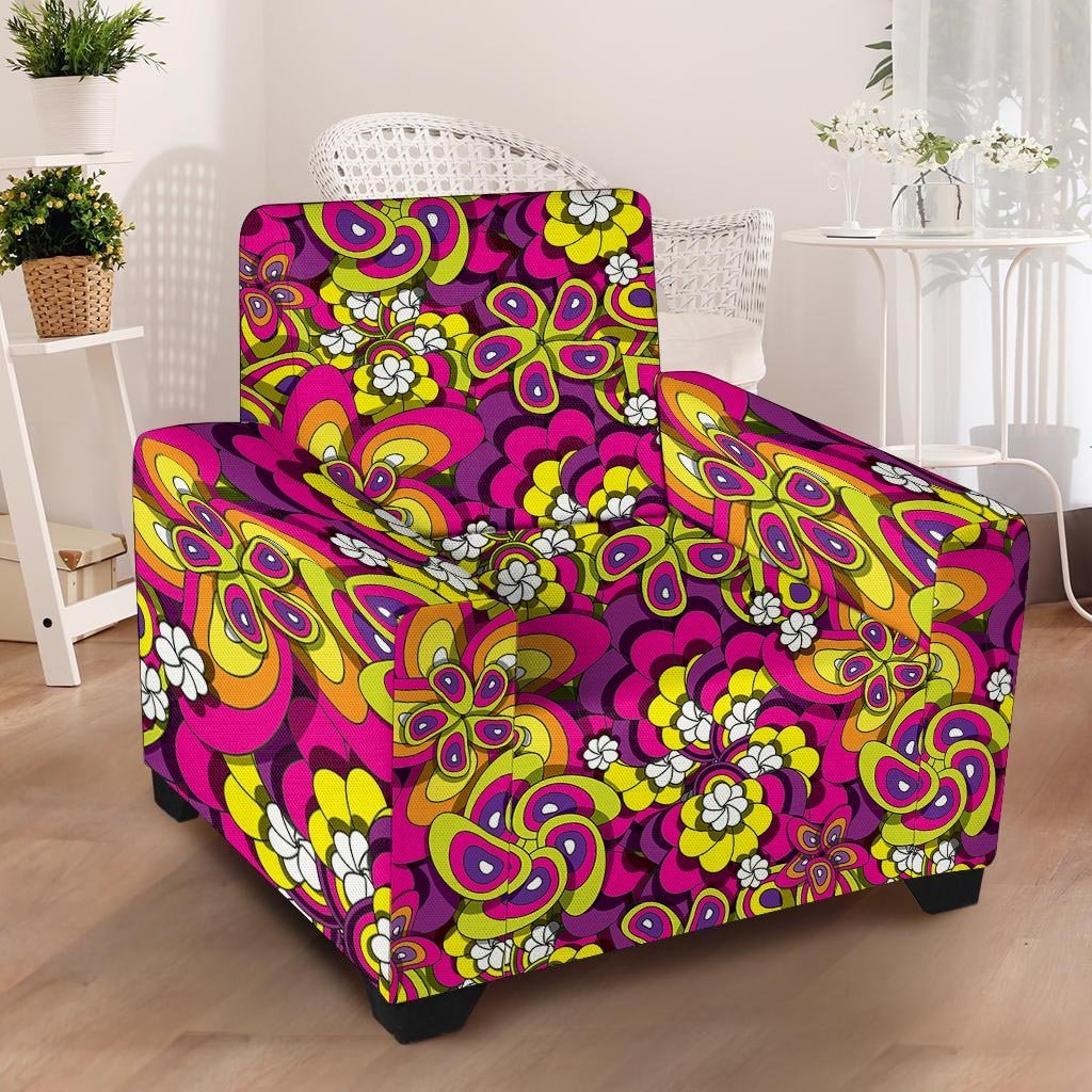 Floral Trippy Armchair Cover-grizzshop