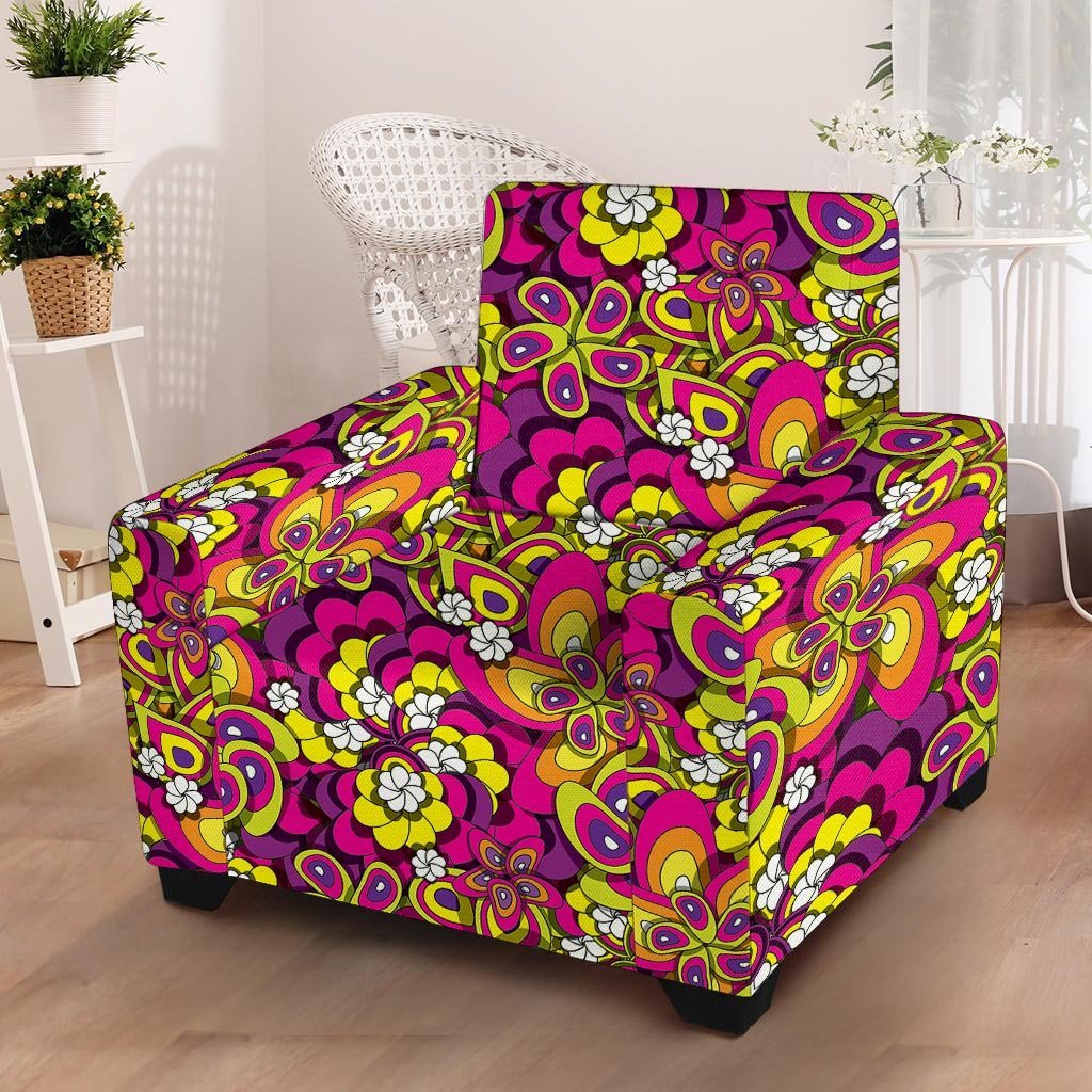 Floral Trippy Armchair Cover-grizzshop