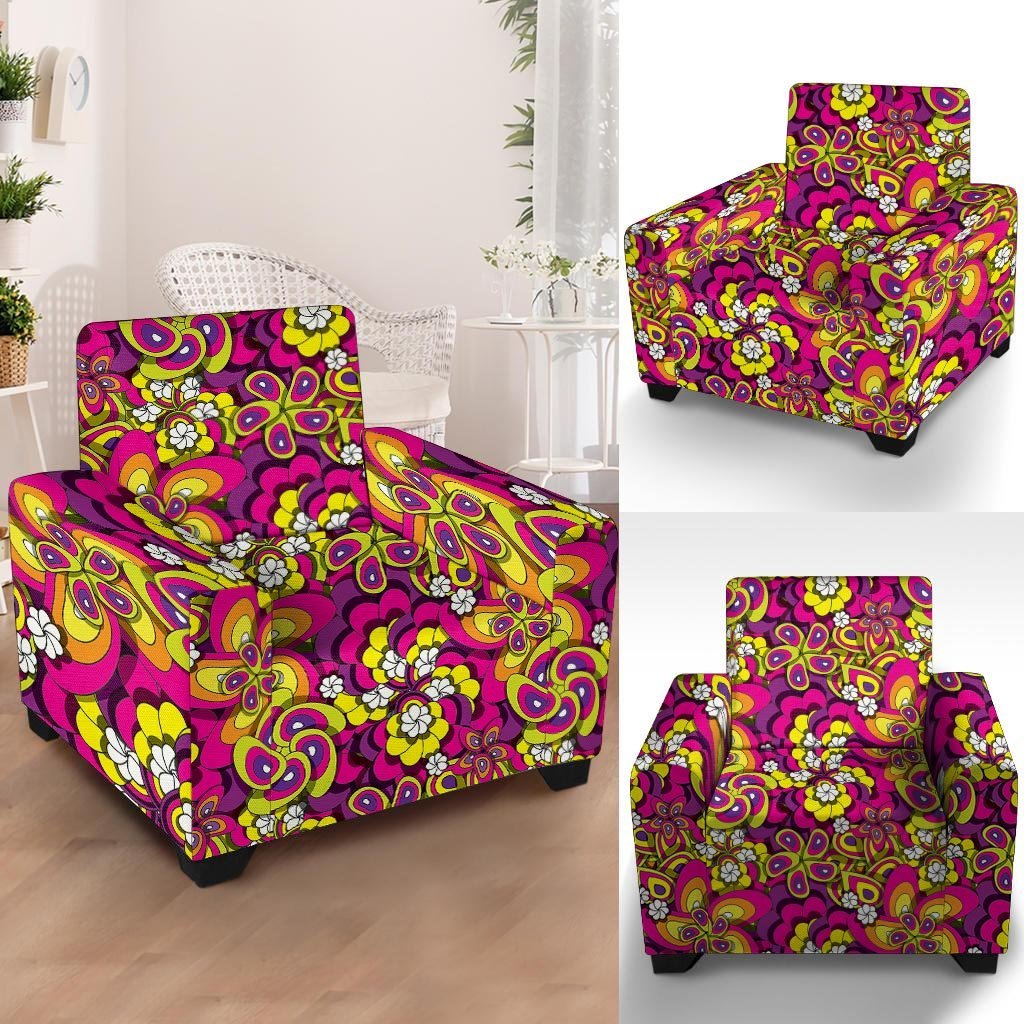 Floral Trippy Armchair Cover-grizzshop