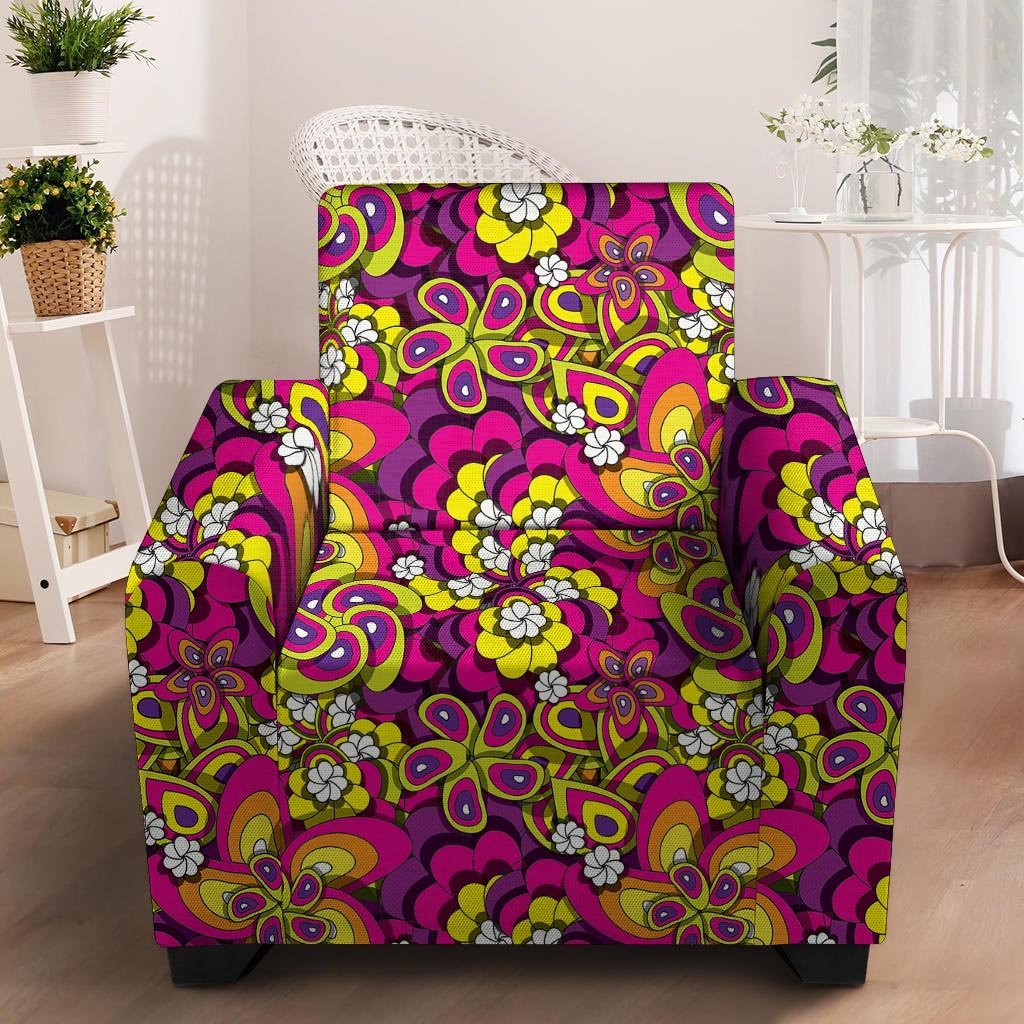 Floral Trippy Armchair Cover-grizzshop