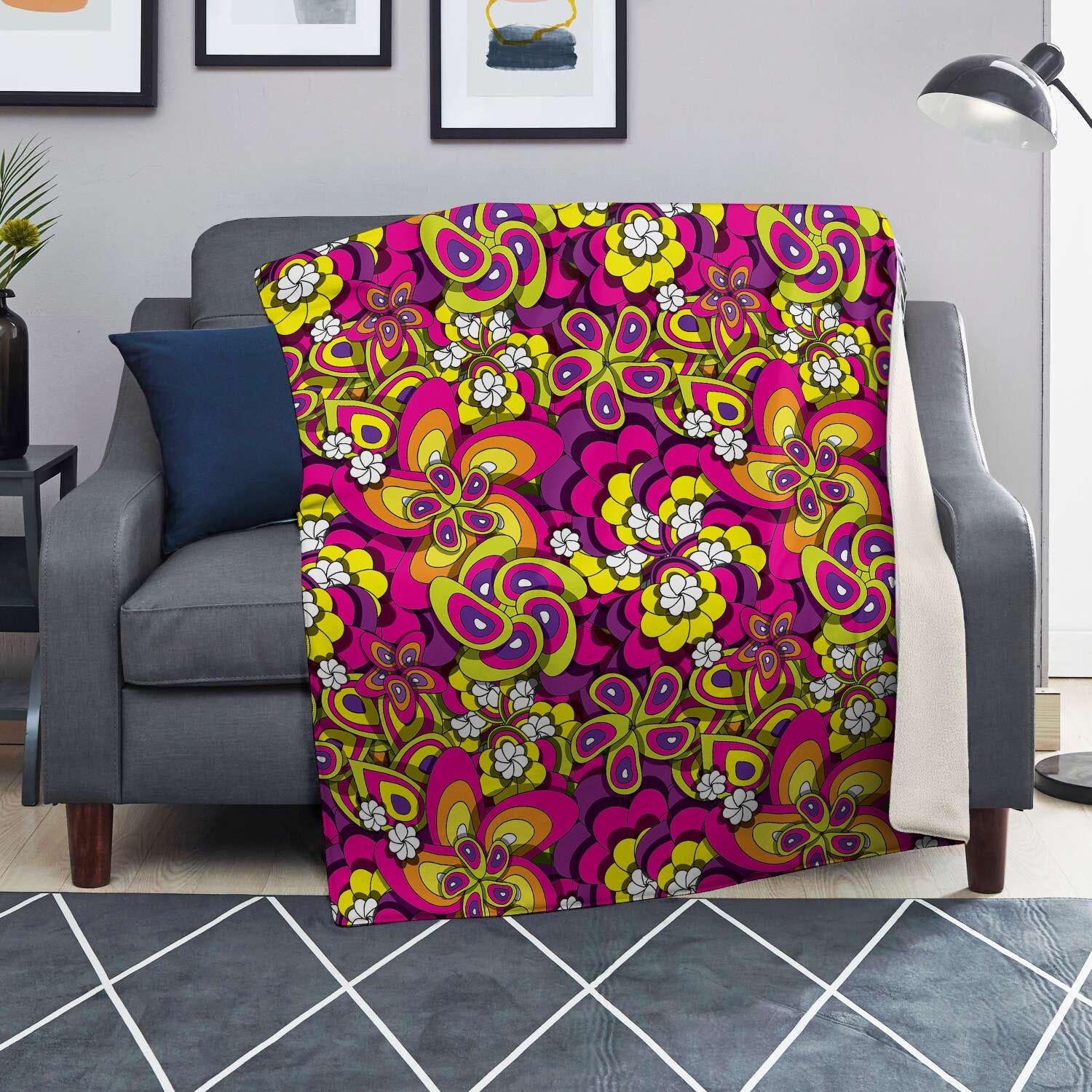 Floral Trippy Blanket-grizzshop