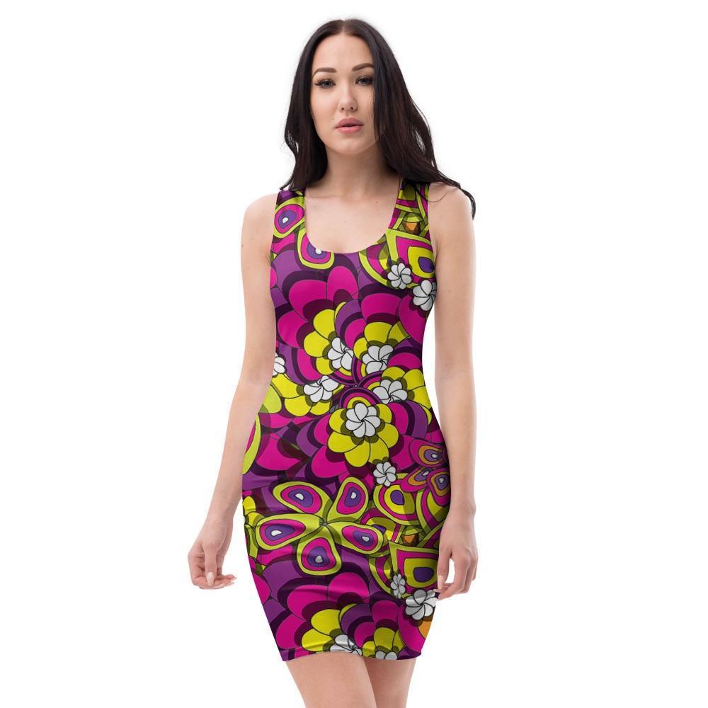 Floral Trippy Bodycon Dress-grizzshop