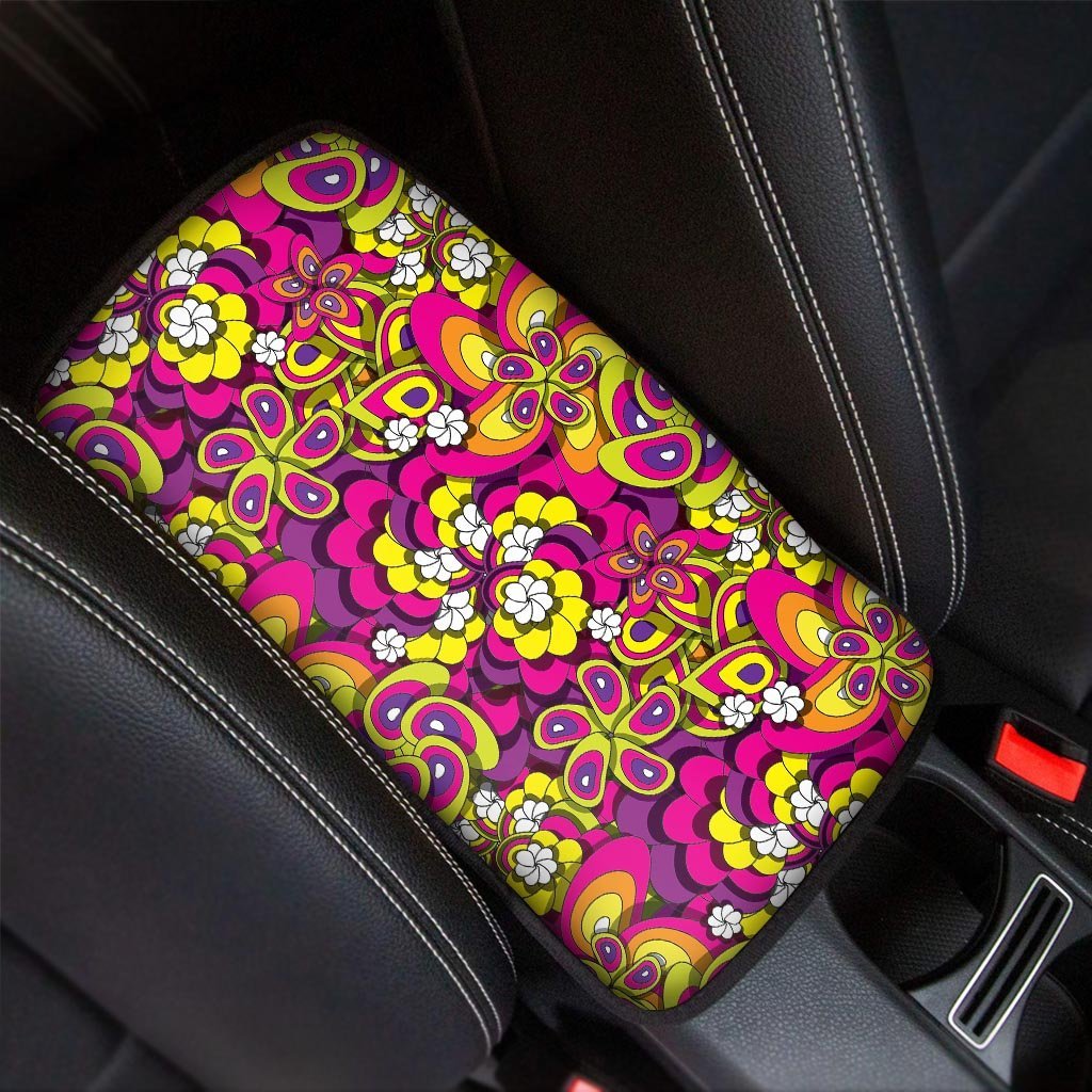 Floral Trippy Car Console Cover-grizzshop