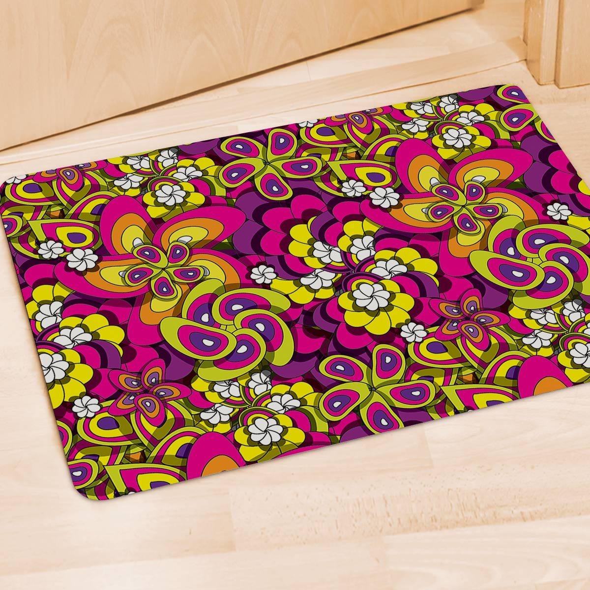 Floral Trippy Door Mat-grizzshop