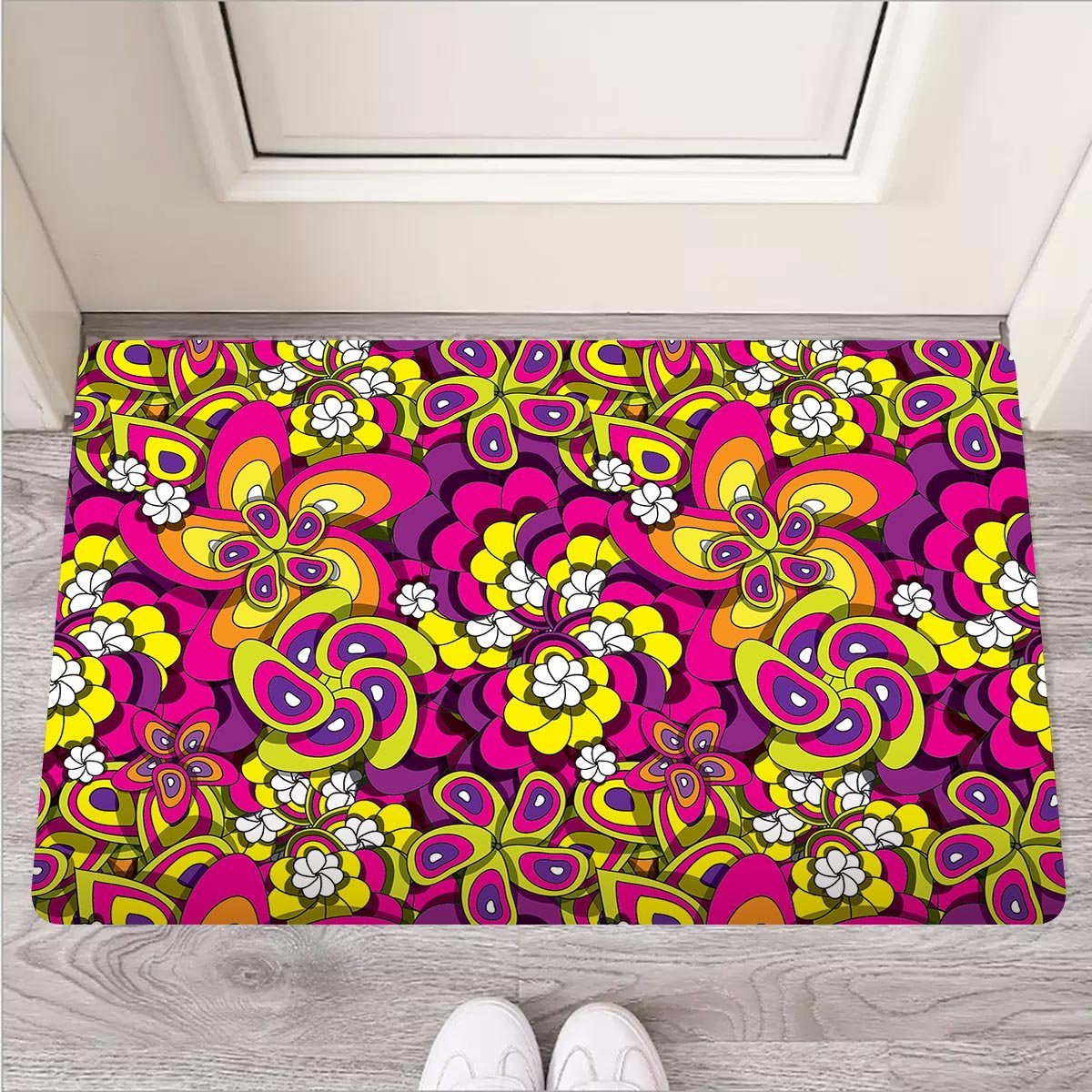 Floral Trippy Door Mat-grizzshop