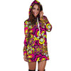 Floral Trippy Hoodie Dress-grizzshop