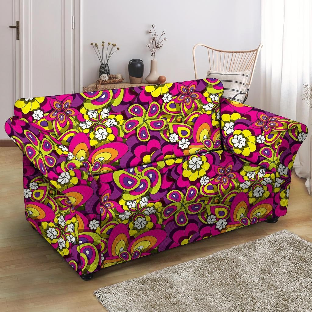 Floral Trippy Loveseat Cover-grizzshop