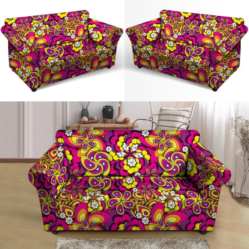 Floral Trippy Loveseat Cover-grizzshop