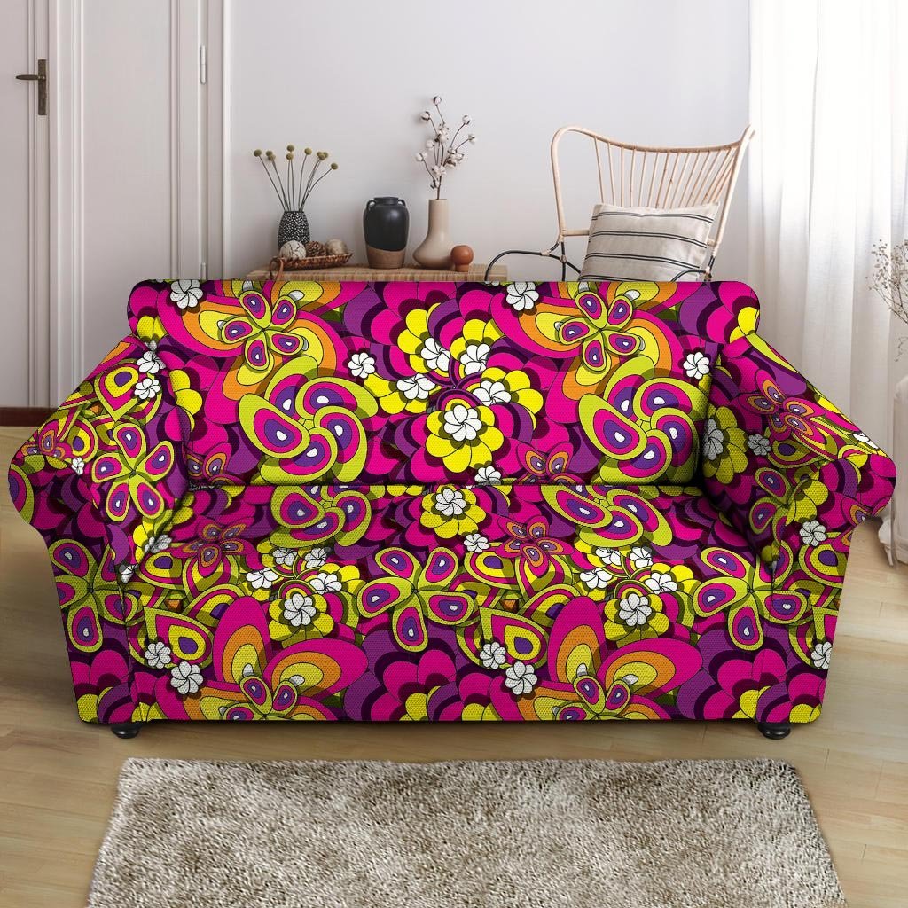 Floral Trippy Loveseat Cover-grizzshop