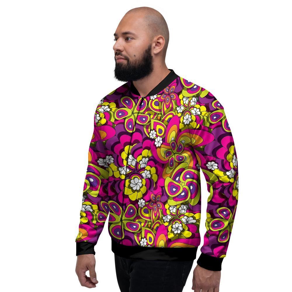 Floral Trippy Men's Bomber Jacket-grizzshop