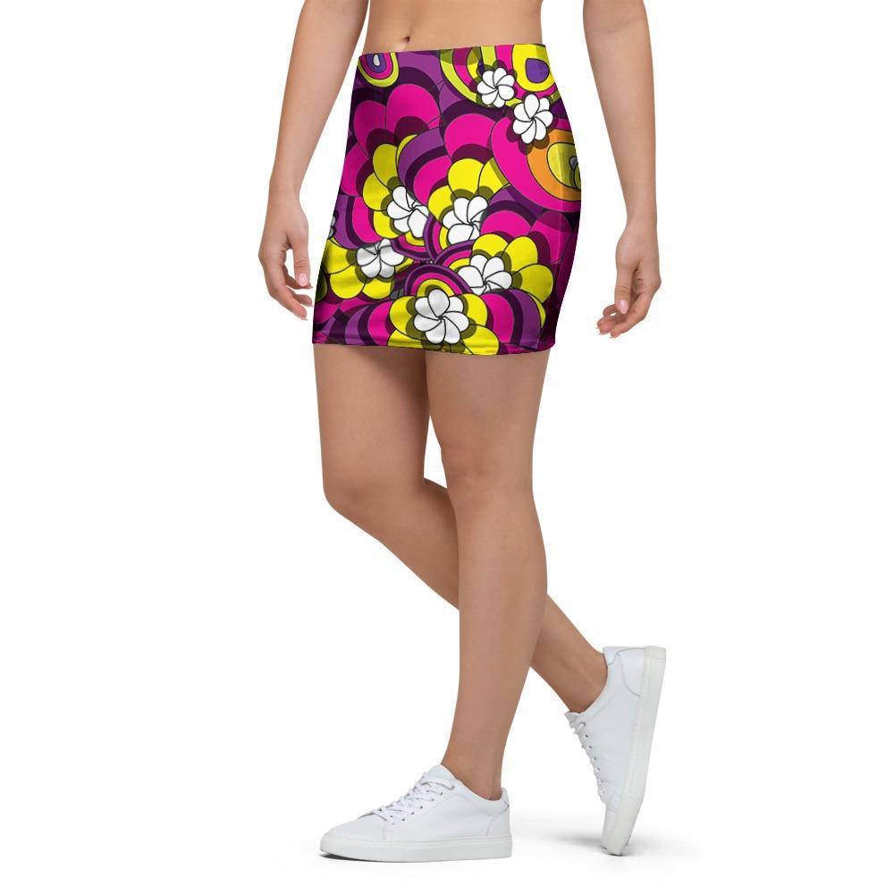 Floral Trippy Mini Skirt-grizzshop