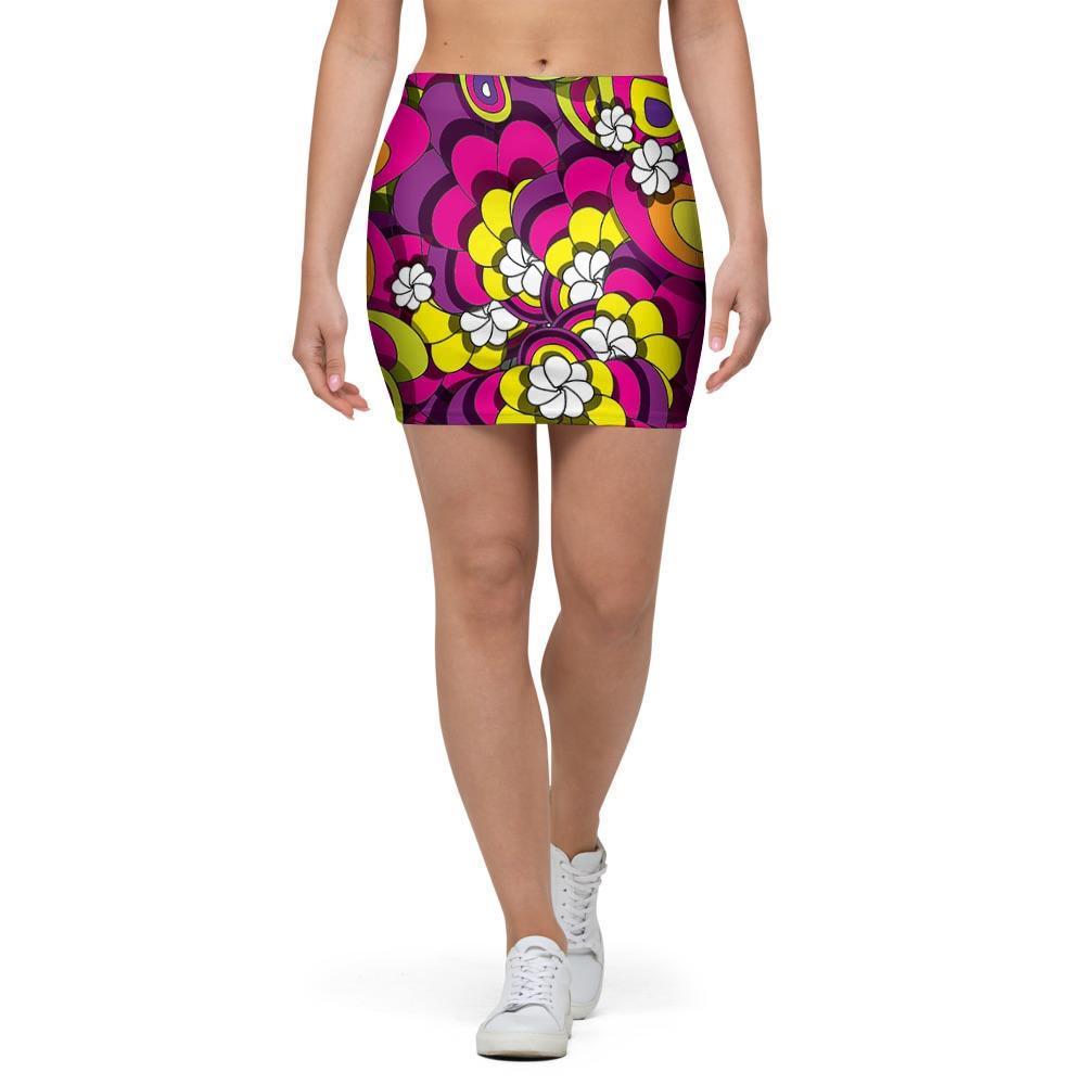 Floral Trippy Mini Skirt-grizzshop