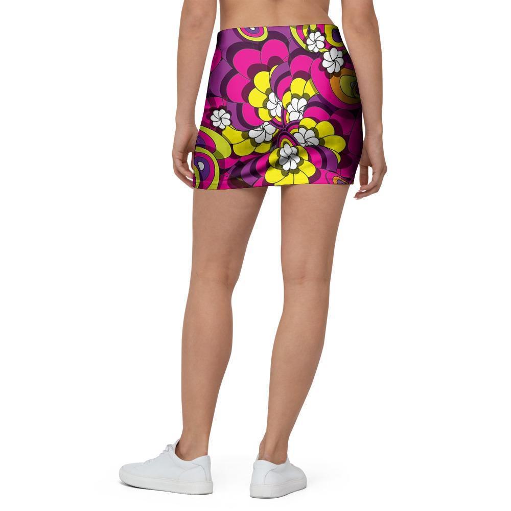 Floral Trippy Mini Skirt-grizzshop