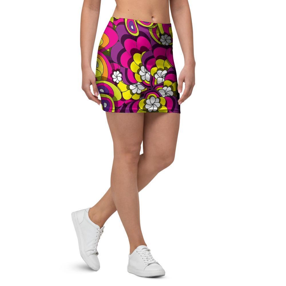 Floral Trippy Mini Skirt-grizzshop