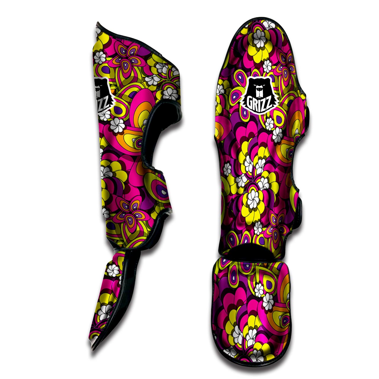 Floral Trippy Muay Thai Shin Guard-grizzshop