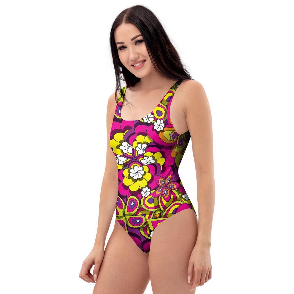 Floral Trippy One Piece Swimsuite-grizzshop