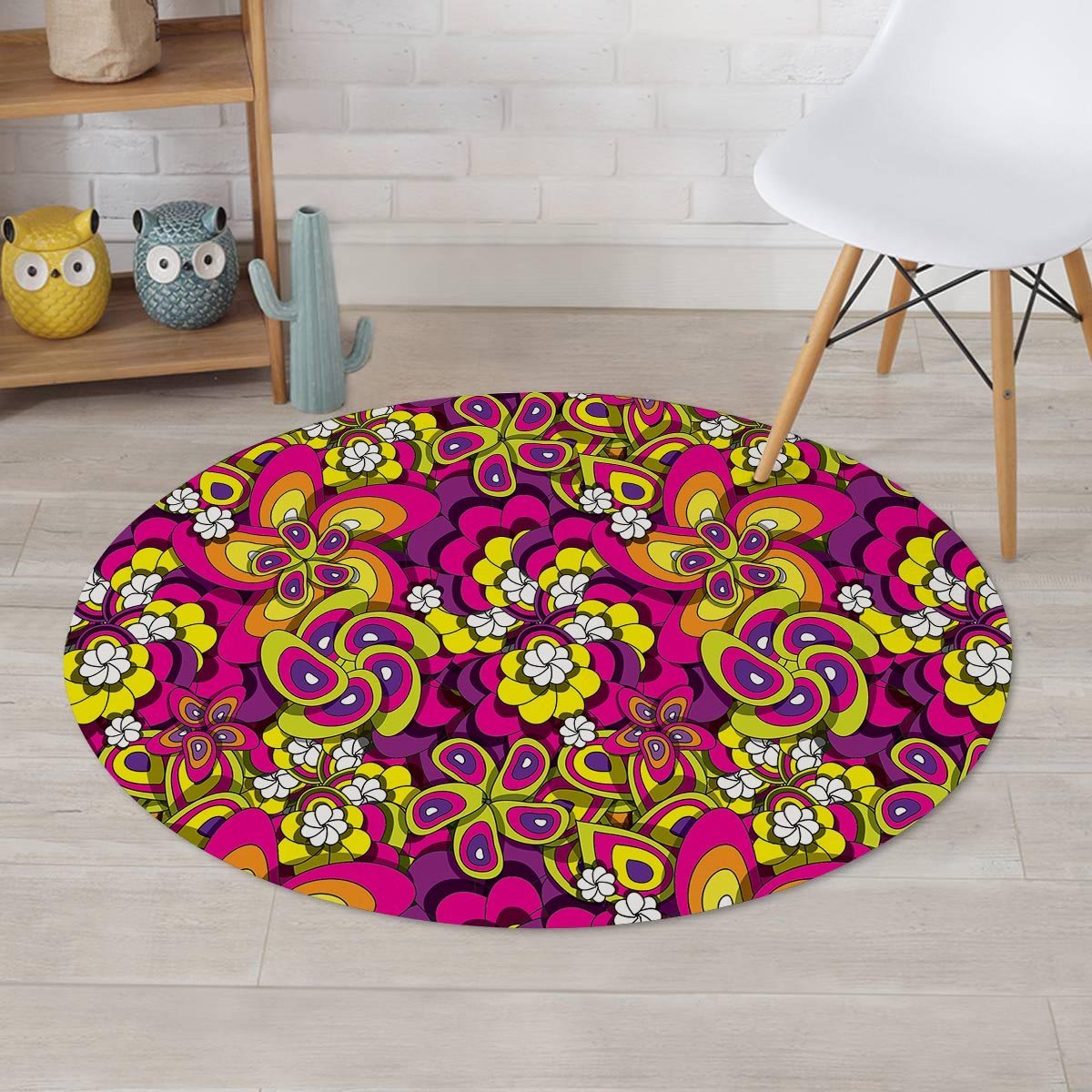 Floral Trippy Round Rug-grizzshop