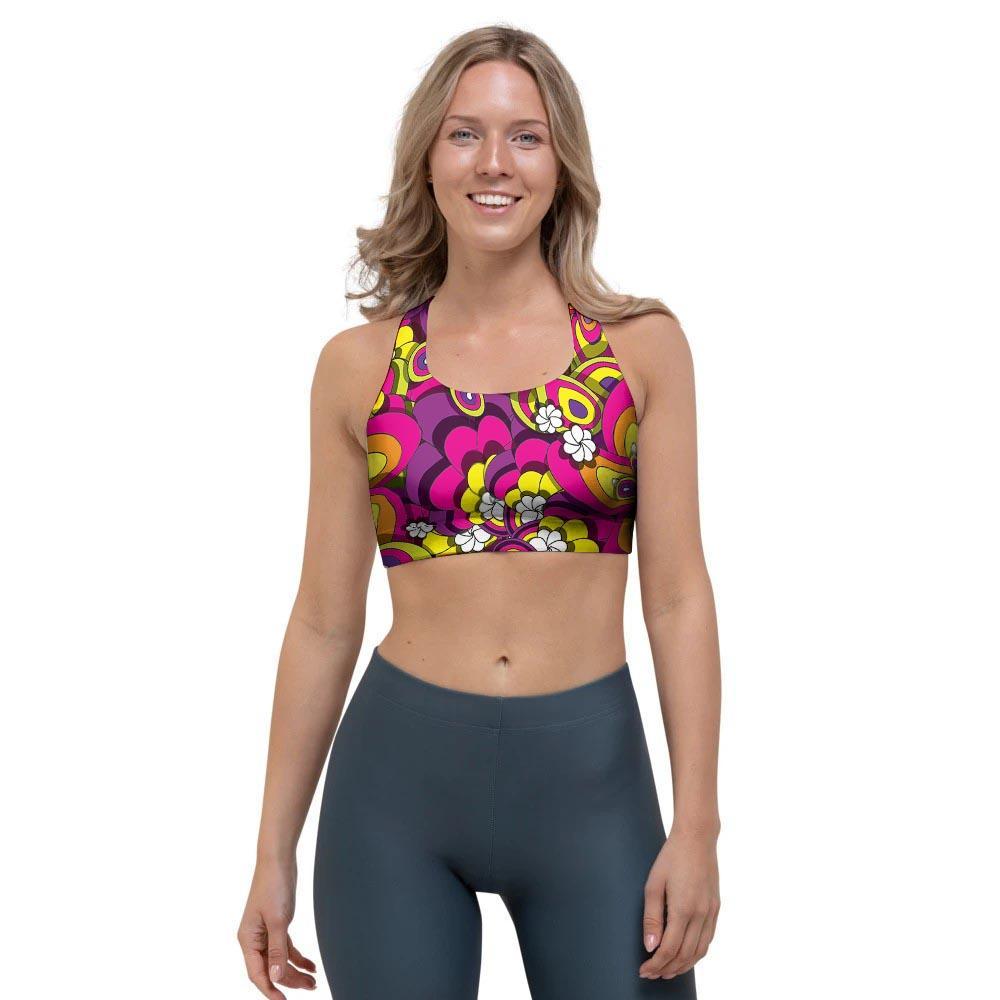 Floral Trippy Sports Bra-grizzshop