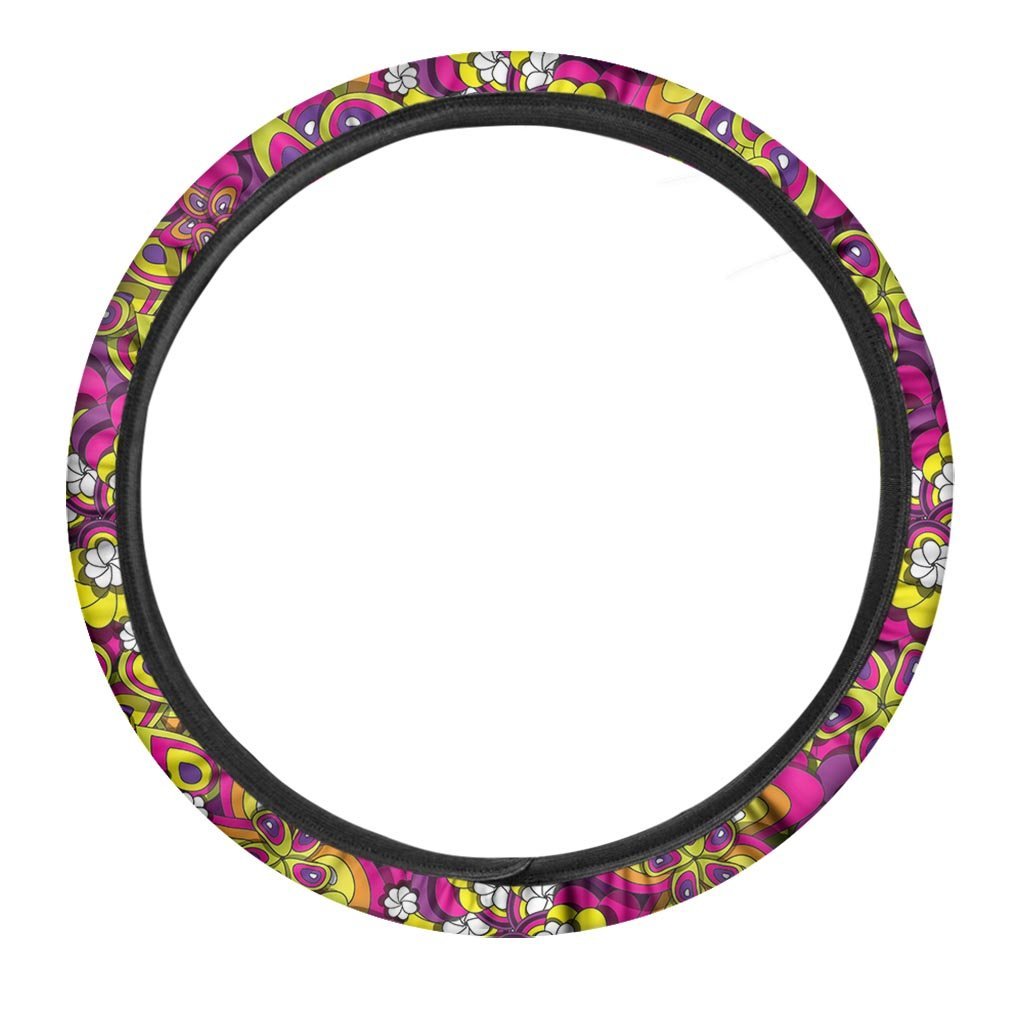 Floral Trippy Steering Wheel Cover-grizzshop