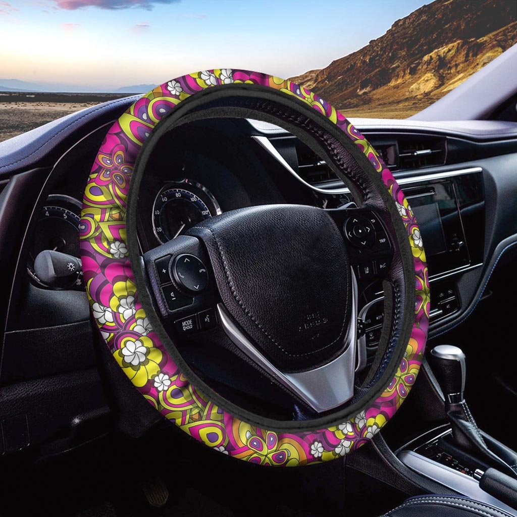 Floral Trippy Steering Wheel Cover-grizzshop