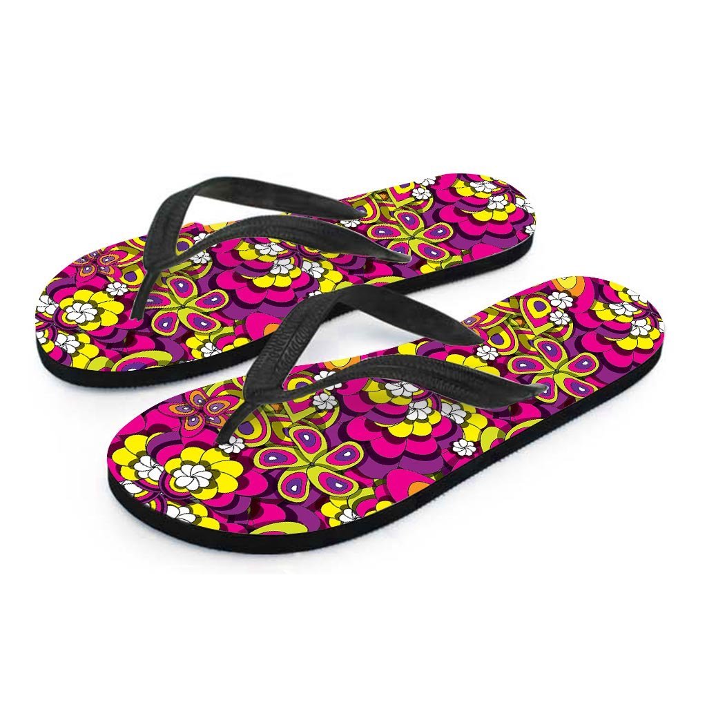 Floral Trippy Women's Flip Flops-grizzshop