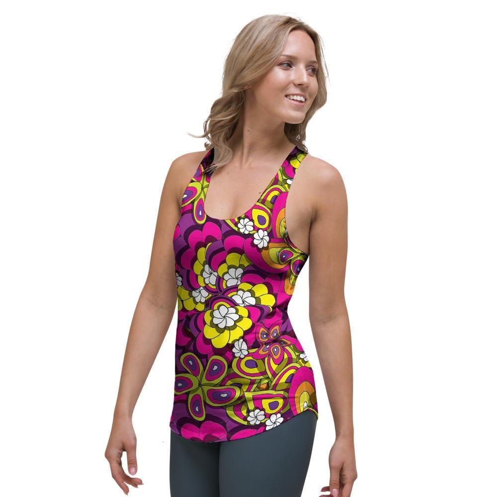 Floral Trippy Women's Racerback Tank Top-grizzshop