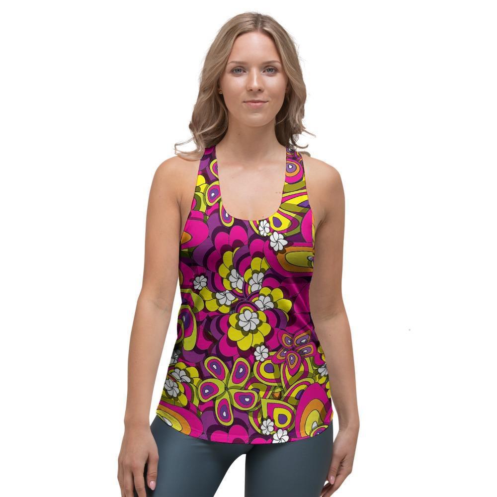 Floral Trippy Women's Racerback Tank Top-grizzshop
