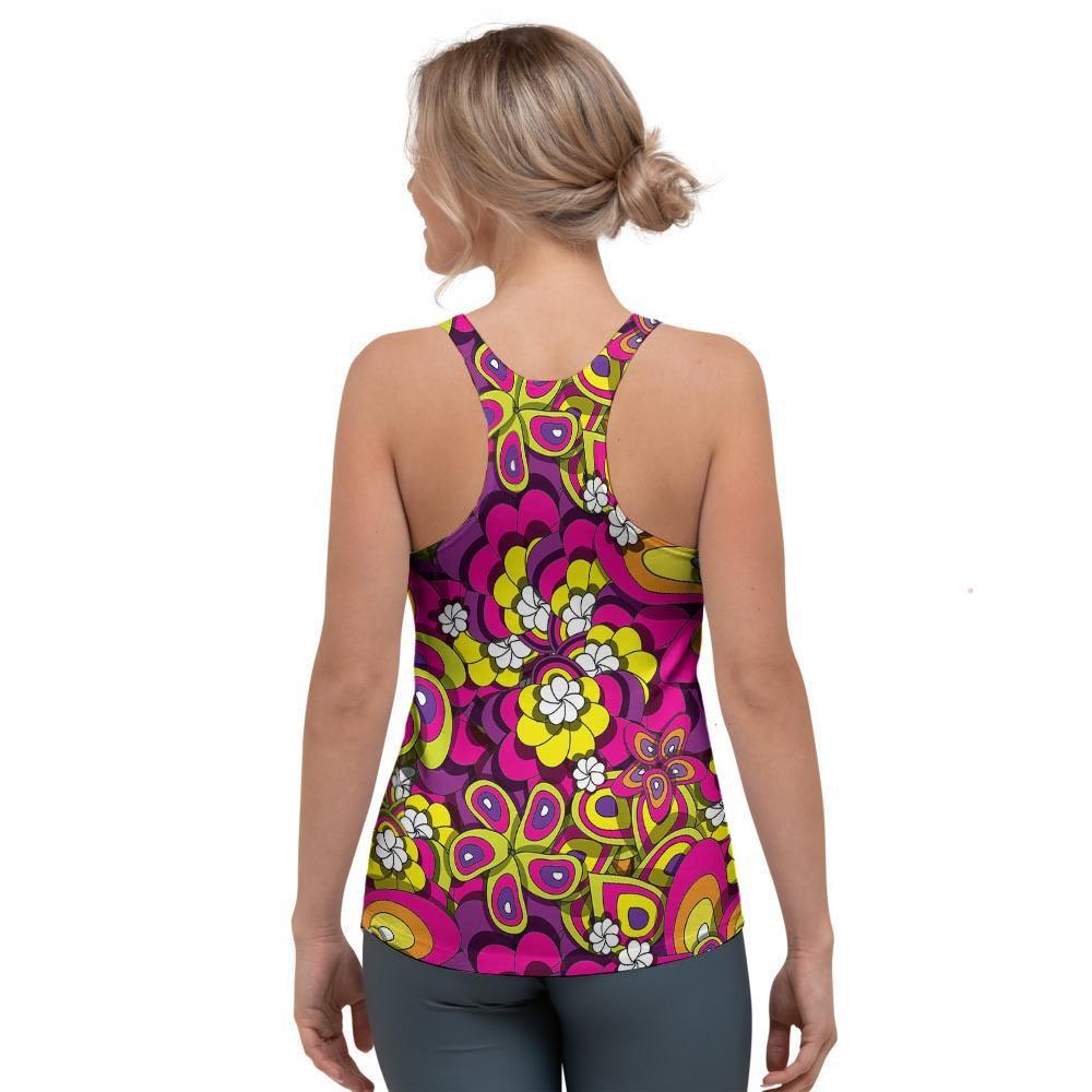 Floral Trippy Women's Racerback Tank Top-grizzshop