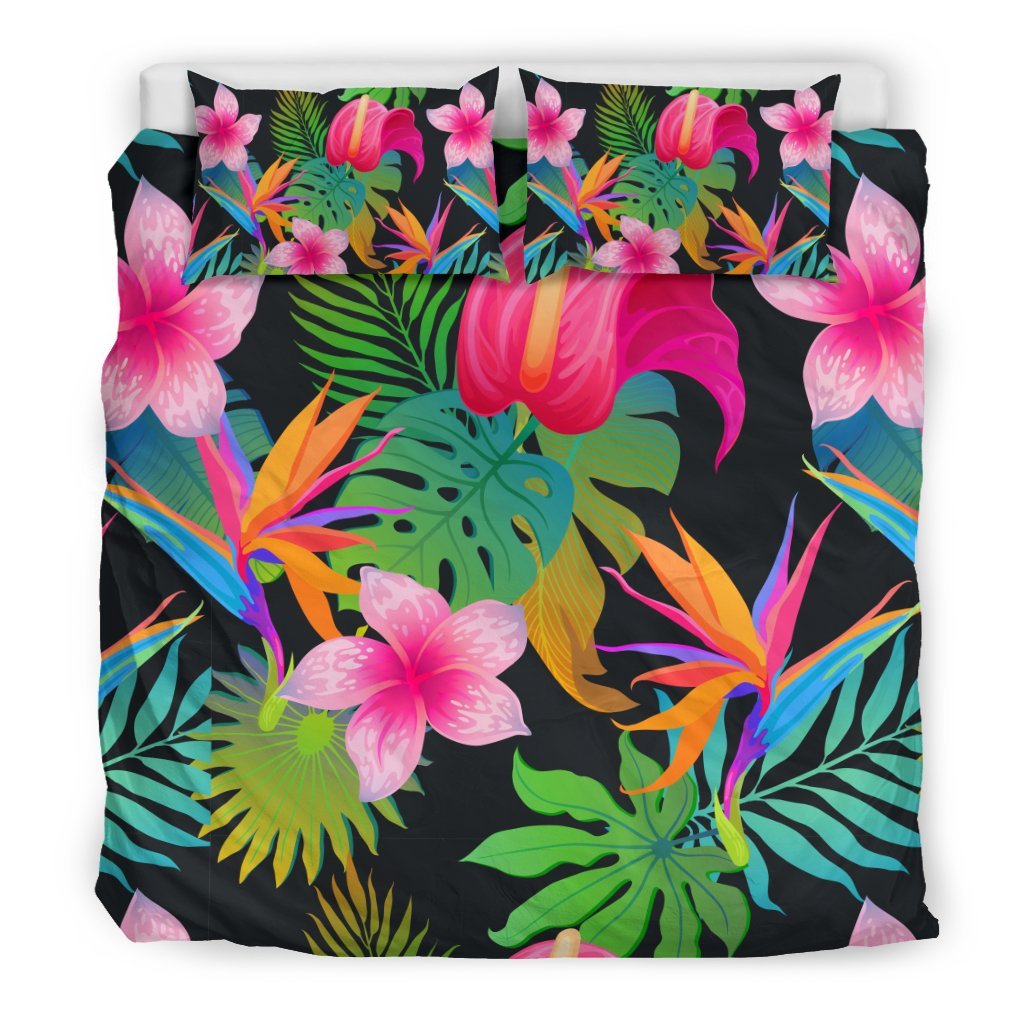 Floral Tropical Hawaiian Flower Hibiscus Palm Leaves Pattern Print Duvet Cover Bedding Set-grizzshop