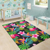 Floral Tropical Hawaiian Flower Hibiscus Palm Leaves Pattern Print Floor Mat-grizzshop