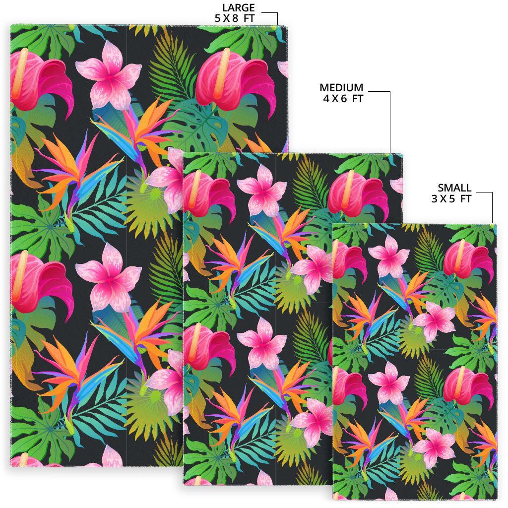 Floral Tropical Hawaiian Flower Hibiscus Palm Leaves Pattern Print Floor Mat-grizzshop