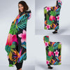 Floral Tropical Hawaiian Flower Hibiscus Palm Leaves Pattern Print Hooded Blanket-grizzshop