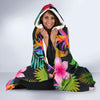 Floral Tropical Hawaiian Flower Hibiscus Palm Leaves Pattern Print Hooded Blanket-grizzshop