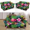 Floral Tropical Hawaiian Flower Hibiscus Palm Leaves Pattern Print Loveseat Cover-grizzshop