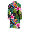 Floral Tropical Hawaiian Flower Hibiscus Palm Leaves Pattern Print Men Long Robe-grizzshop