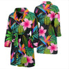 Floral Tropical Hawaiian Flower Hibiscus Palm Leaves Pattern Print Men Long Robe-grizzshop