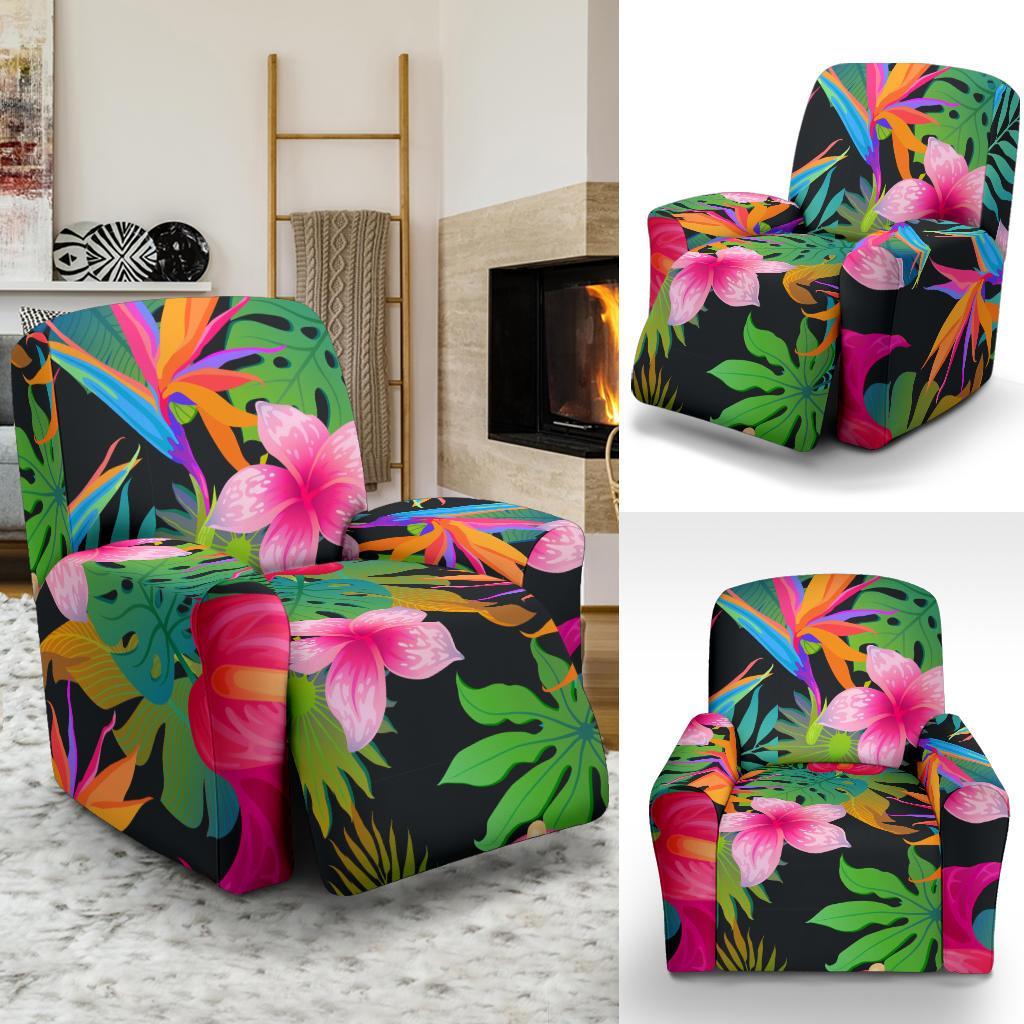 Floral Tropical Hawaiian Flower Hibiscus Palm Leaves Pattern Print Recliner Cover-grizzshop