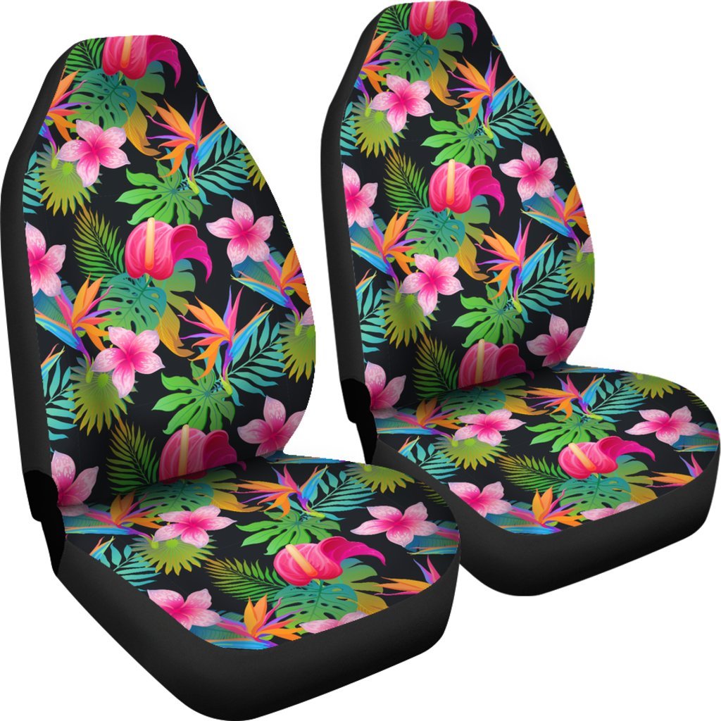 Floral Tropical Hawaiian Flower Hibiscus Palm Leaves Pattern Print Universal Fit Car Seat Cover-grizzshop