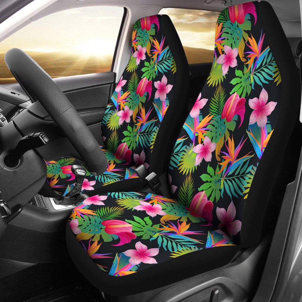 Floral Tropical Hawaiian Flower Hibiscus Palm Leaves Pattern Print Universal Fit Car Seat Cover-grizzshop