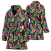 Floral Tropical Hawaiian Flower Hibiscus Palm Leaves Pattern Print Women Long Robe-grizzshop