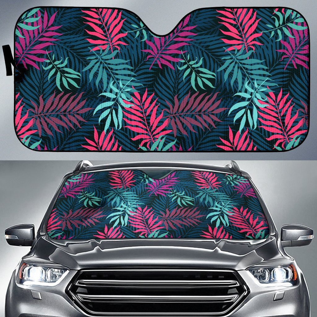 Floral Tropical Hawaiian Palm Leaves Pattern Print Car Sun Shade-grizzshop