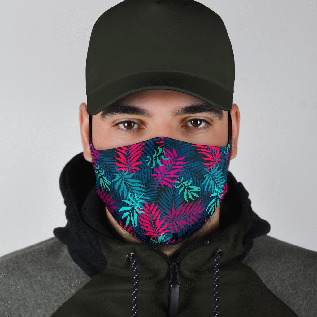 Floral Tropical Hawaiian Palm Leaves Pattern Print Face Mask-grizzshop