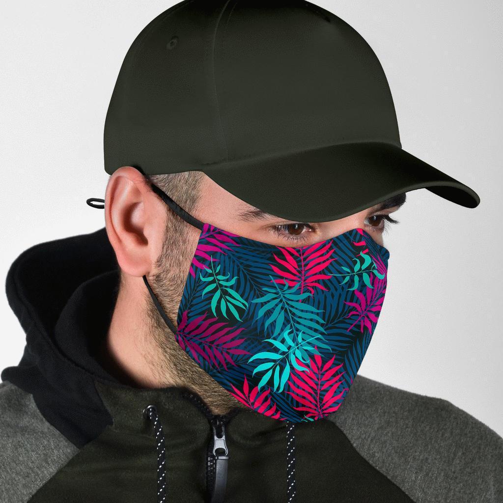 Floral Tropical Hawaiian Palm Leaves Pattern Print Face Mask-grizzshop