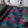 Floral Tropical Hawaiian Palm Leaves Pattern Print Floor Mat-grizzshop