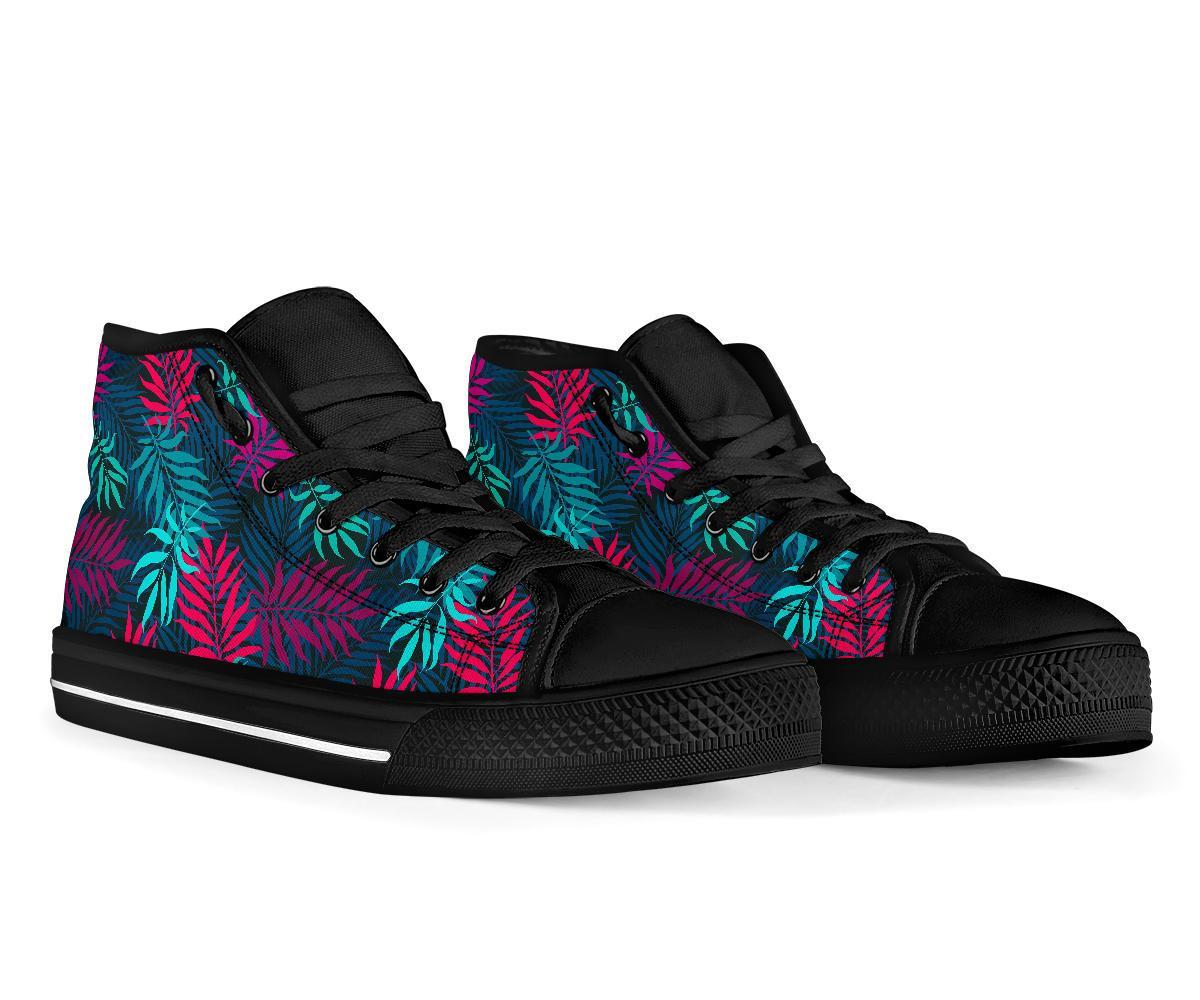 Floral Tropical Hawaiian Palm Leaves Pattern Print Men Women's High Top Shoes-grizzshop