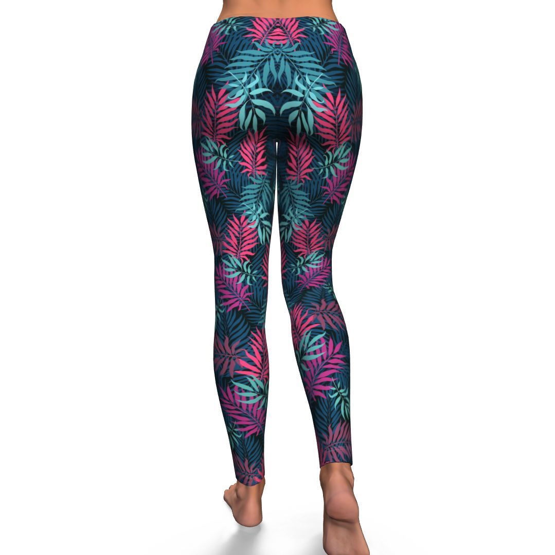 Floral Tropical Hawaiian Palm Leaves Pattern Print Pattern Women Leggings-grizzshop