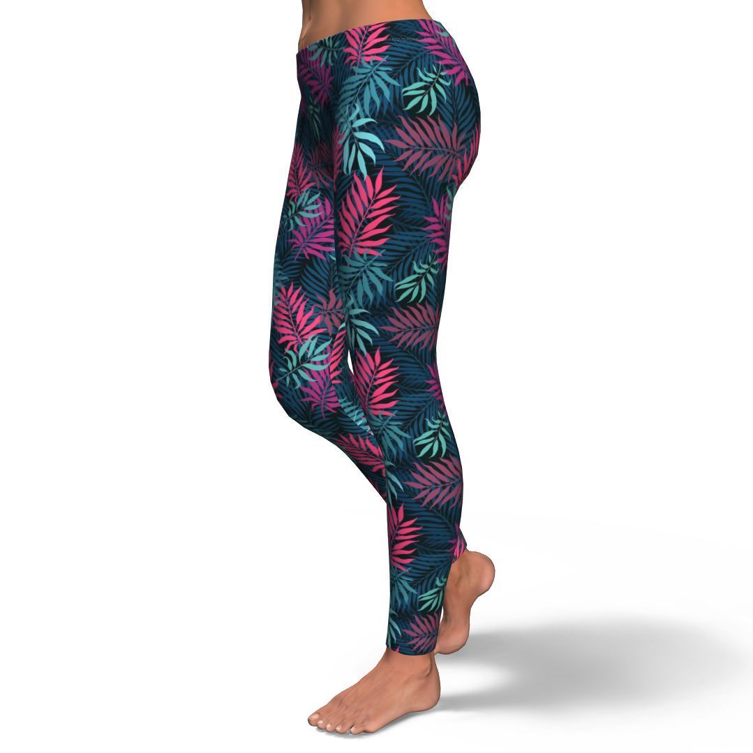 Floral Tropical Hawaiian Palm Leaves Pattern Print Pattern Women Leggings-grizzshop